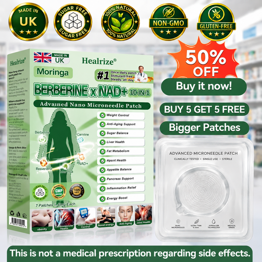 🍀New Arrival · Hot Seller | 𝐇𝐞𝐚𝐥𝐫𝐢𝐳𝐞®Moringa Berberine × NAD⁺ 10-in-1 Nano Microneedle Patch (Just once daily, visible changes in 7 days) ✅ Supports weight management, loose skin, diabetes care, sleep apnea, joint comfort, and more