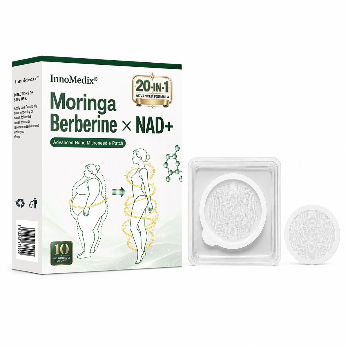 InnoMedix® Moringa · Berberine × NAD+ 20-IN-1 Advanced Nano Microneedle Patch✨